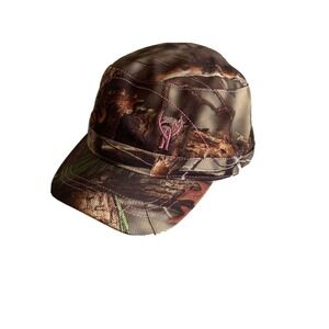 Brown Camouflage Huntworth Oak Tree Pink Enmbroidery Military Cap Adjustable